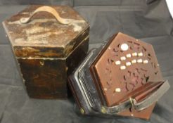 A Lachenal & Co rosewood concertina housed in a wooden case,