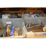 Four boxes of assorted hand tools to include files, saws,