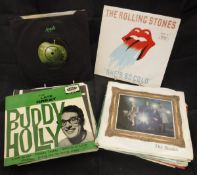 A box containing assorted 45's to include The Beatles "Hey Jude", "All you need is Love",