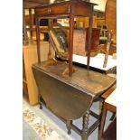 A collection of furniture comprising a 19th Century oak gate-leg table with barley-twist supports,