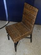 A set of six 20th Century wicker seated and backed bamboo framed chairs