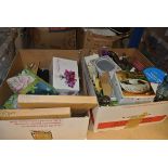 Two boxes of assorted household sundry items to include frames, glass ware,