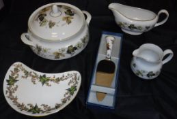 A Royal Worcester Arden pattern cake plate and matching slice,
