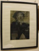 RESCHEAU "Man seated", a portrait study chromolithograph, limited edition no'd 2/10,