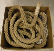 A box of assorted heavy duty rope