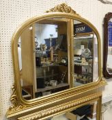 A modern gilt framed over mantle mirror in the Victorian manner