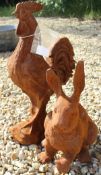 A modern cast iron figure of a cockerel,