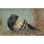 ARTHUR E HANCE "Seated pigeon", oil on board, signed bottom right,