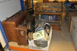 Two vintage leather suitcases,
