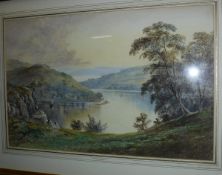 F WALTERS "The Dart from Sharpham", watercolour study, signed lower right,