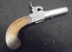 A 19th century percussion pistol with walnut butt,