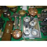 A collection of metal wares etc to include a Ceag Miners lamp type "BE.
