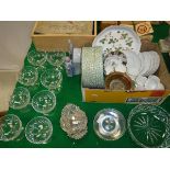 A set of eight Stuart pedestal dessert bowls, together with a set of Stuart cut glass saucers,