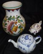 Two Royal Copenhagan Onion pattern tea pots,