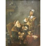 19TH CENTURY ENGLISH SCHOOL, "The Gold Weigher", oil on canvas,