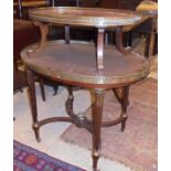 A 20th Century mahogany and brass galleried etagere in the Louis XVI taste