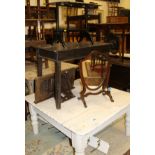 A 19th Century oak rectangular side table on square section tapering legs,