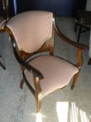 Five early 19th Century assorted mahogany and inlaid shield backed dining chairs to include carver,