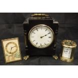 A late Victorian ebonised cased mantle clock,