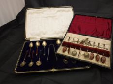 A set of twelve silver and enamelled teaspoons in the Russian manner,