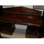 A 19th Century mahogany pedestal sideboard with architectural form back board with three drawers to