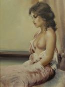 GIORGIO ROCCA (ACTISSY) "Scantily clad model, seated", oil on canvas, signed lower left,