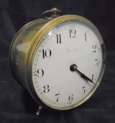 A late 19th Century brass cased drum clock,