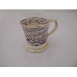 A Victorian transfer decorated cider mug depicting shooting scenes