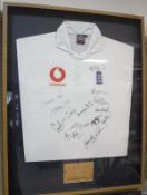 A framed and glazed England Cricket shirt,