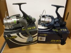 A collection of twelve boxed and un-used Kudos fixed spool fishing reels to include eight Model