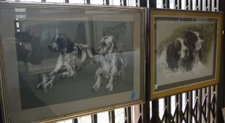 JEAN WOODWARD "A pair of Setters", head study, pastel, signed and dated 1976 lower left,