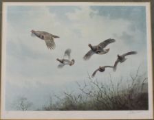AFTER JOHN CYRIL HARRISON "Partridge in flight", colour print, limited edition 143/200,