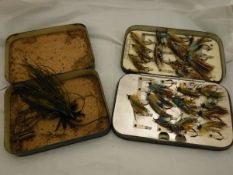 Two japanned tackle boxes,