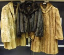 A dark brown mink jacket bearing Charles Moss Furs label to interior,