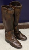 A pair of brown leather Polo boots CONDITION REPORTS Approx from toe to heel 29 cm,