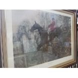 AFTER SIR ALFRED J MUNNINGS "The Huntsman Ned on a brown mare", colour print,
