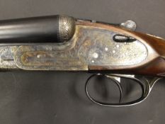 An AYA no 2 12 bore shotgun, double barrel, side by side, side lock ejector,