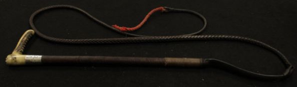 A gentleman's riding crop with antler handle and silver ferrule (London, 1932),