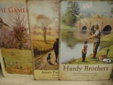 A collection of three tin printed advertising signs for "Hardy Brothers",