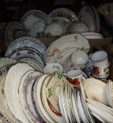 Four boxes of various china wares to include various plates, Hanley New Hall part dinner service,