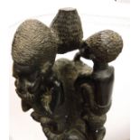 A Makonde style carved ebony figure group or Life Tree