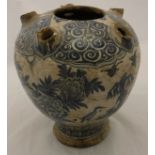 A 17th Century Persian safavid blue and white pottery tulip vase,