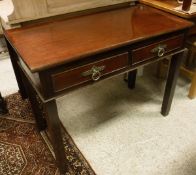 A 19th Century mahogany two drawer side table with single drop leaf to back