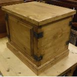 A small pine trunk or chest with iron bound corners CONDITION REPORTS Various