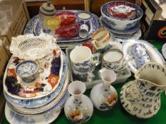 A collection of various china wares to include seven various blue and white and polychrome decorated