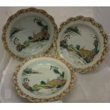Three 19th Century Chinese polychrome decorated bowls,