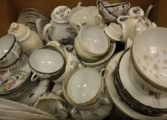 A box containing a large quantity of various Japanese eggshell china tea wares