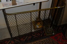 A Victorian brass and wire work nursery spark guard,