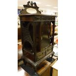 An Edwardian mahogany music cabinet in the Rococo style, a fall front mahogany music cabinet, two