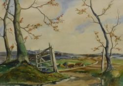 IAN SCOTT "Landscape, possibly of New Zealand", watercolour,